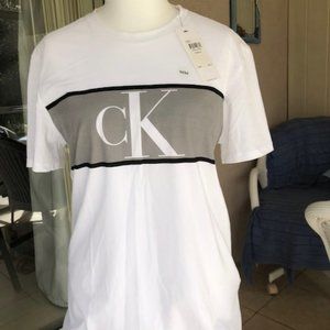 New Monogram Logo White Calvin Klein crewneck T-Shirt